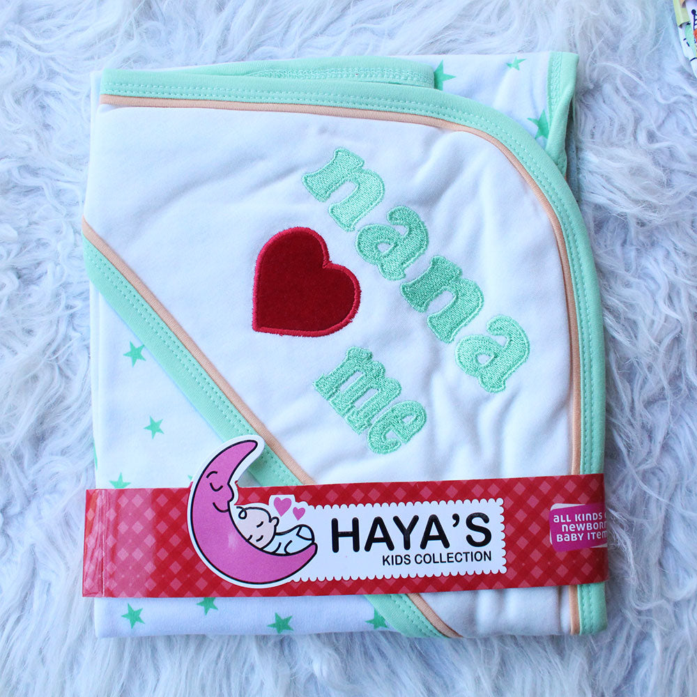 Made as Turkey Newborn Baby Embroidered Loves Me Wrapping Sheet with Hood for 0-12 Months