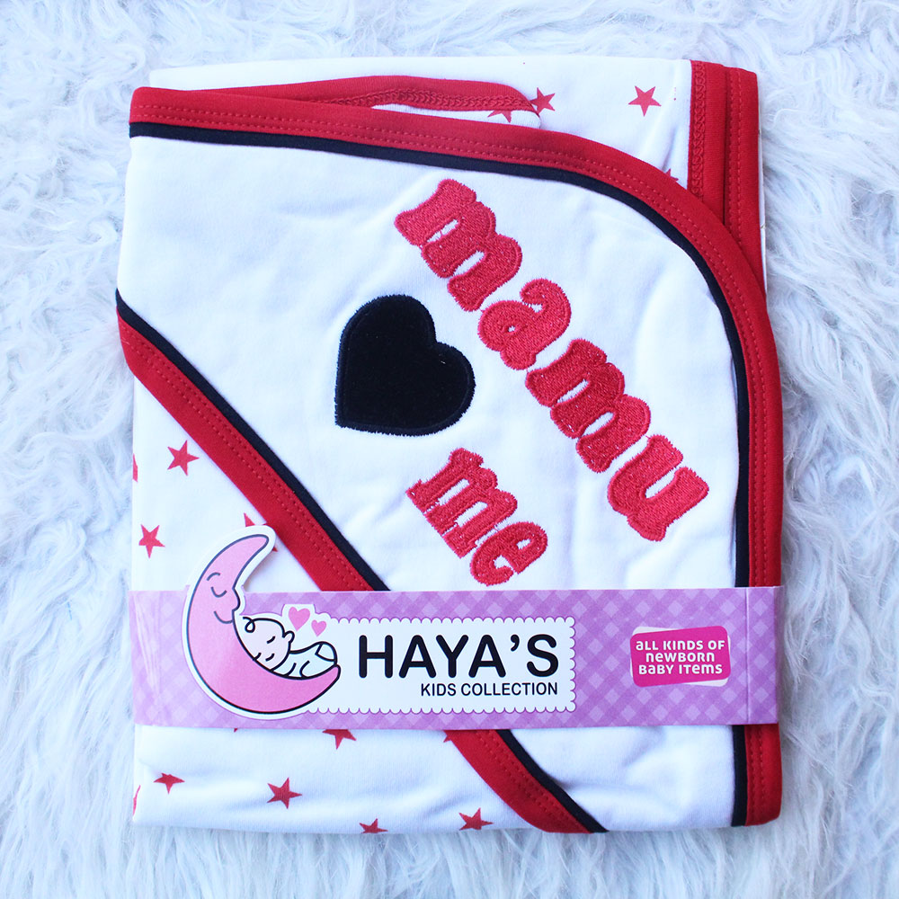 Made as Turkey Newborn Baby Embroidered Loves Me Wrapping Sheet with Hood for 0-12 Months
