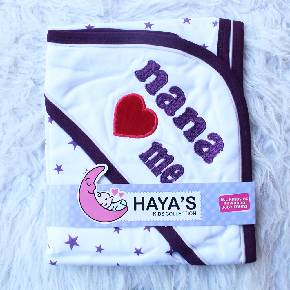 Made as Turkey Newborn Baby Embroidered Loves Me Wrapping Sheet with Hood for 0-12 Months