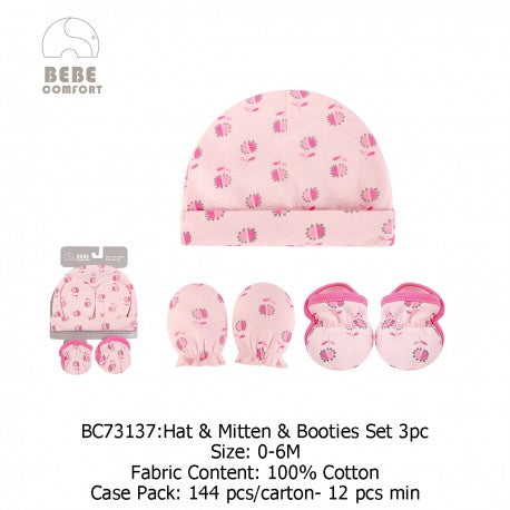 Imported Baby Cap Mittens and Booties Set for 0-6 Months