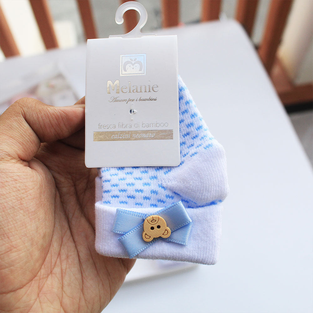 Imported Baby Boy Pack of 6 Cute Wooden 3D Bear Socks Gift Set for 0-6 Months