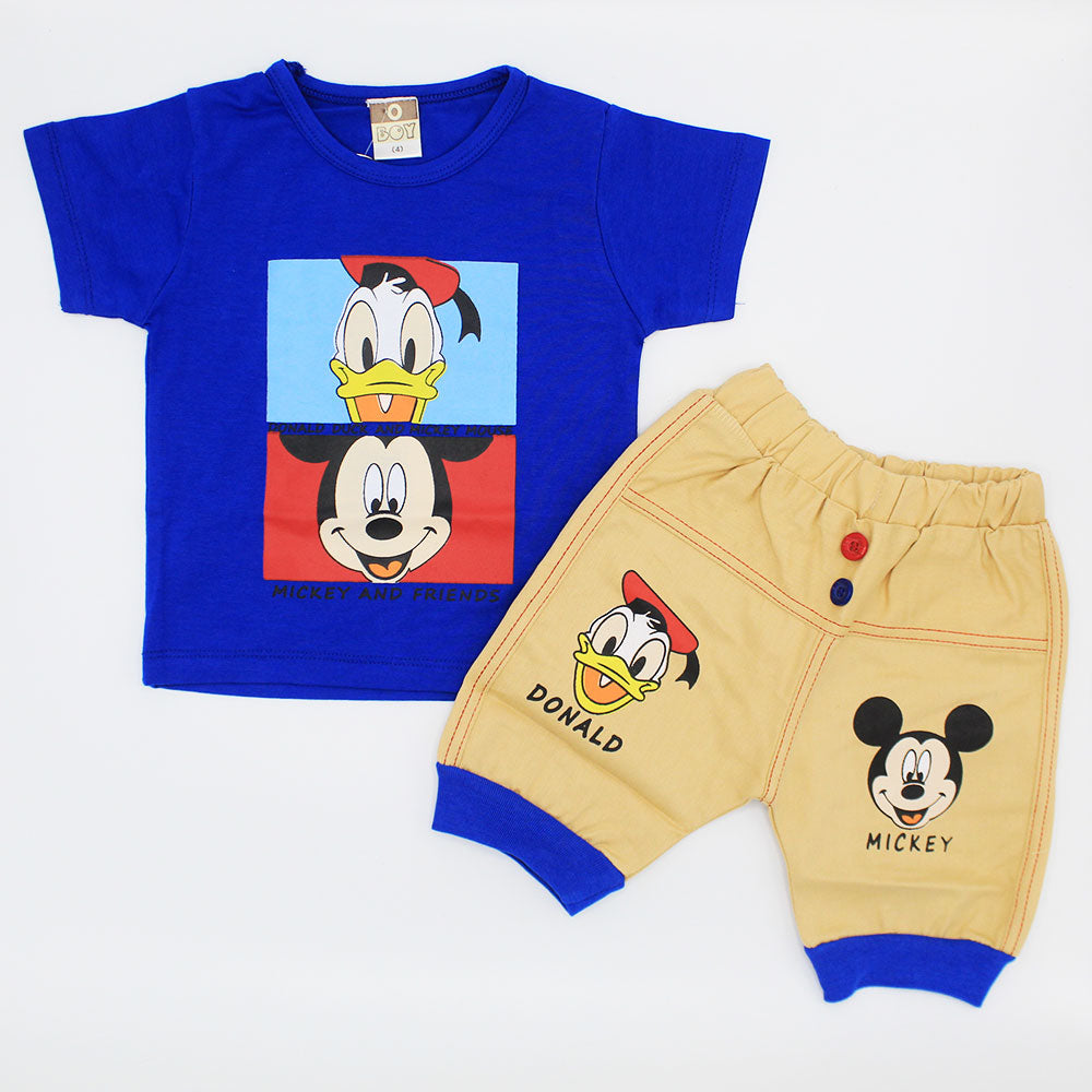 Boys Mickey Donald Dress with Cute Button Shorts for 12 Months - 24 Months