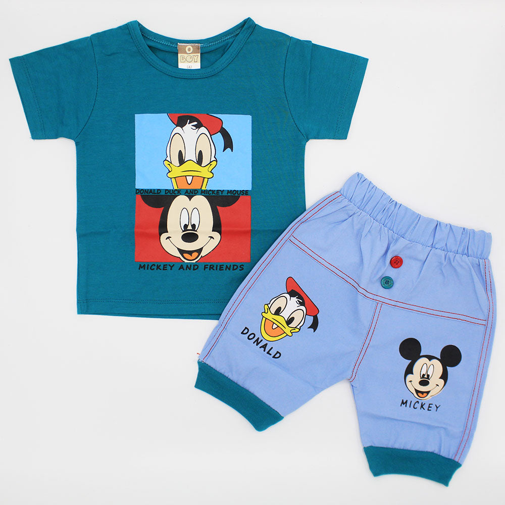 Boys Mickey Donald Dress with Cute Button Shorts for 12 Months - 24 Months