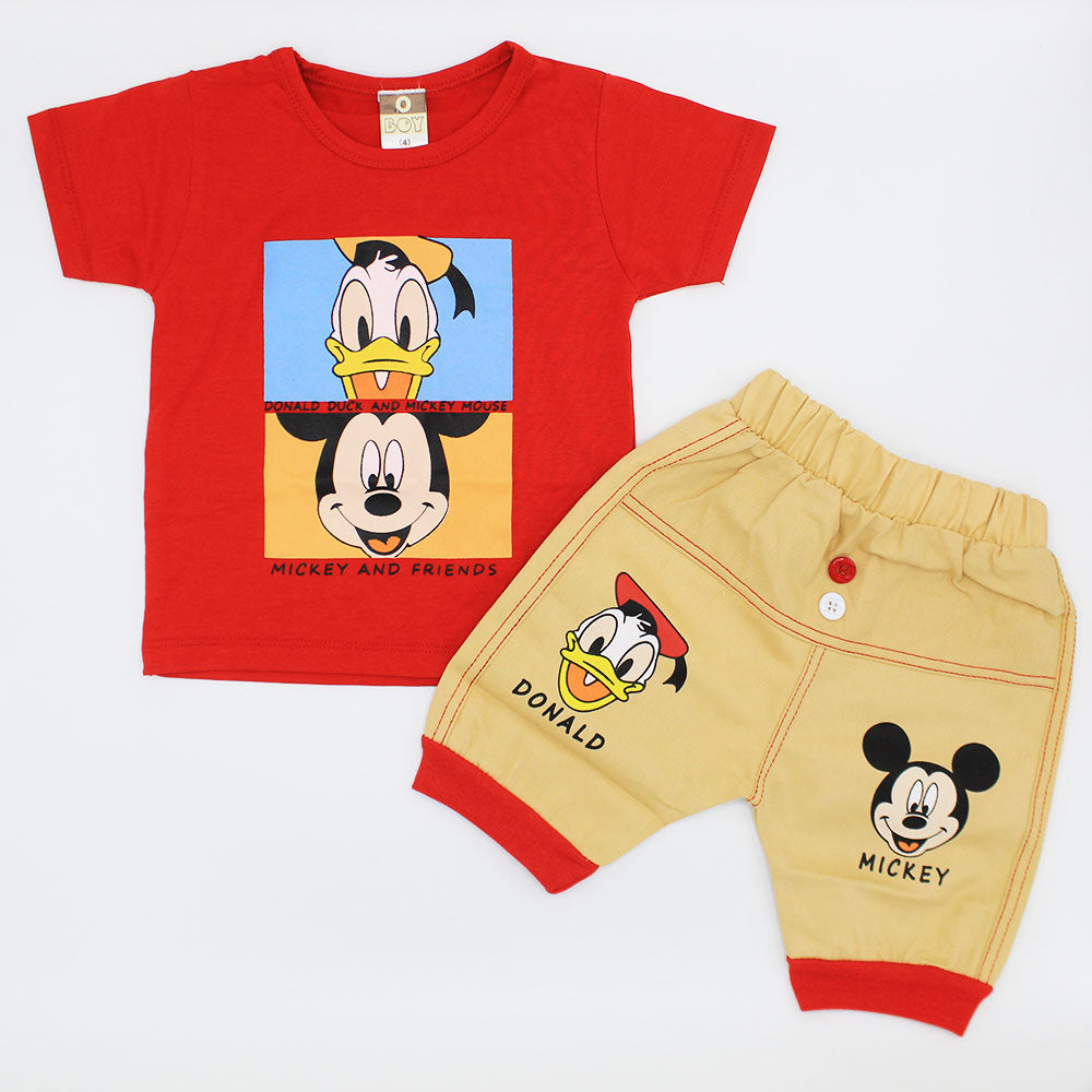 Boys Mickey Donald Dress with Cute Button Shorts for 12 Months - 24 Months