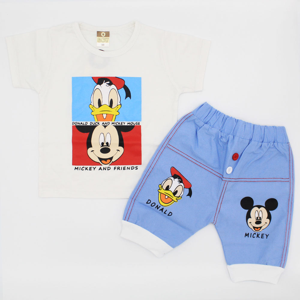 Boys Mickey Donald Dress with Cute Button Shorts for 12 Months - 24 Months