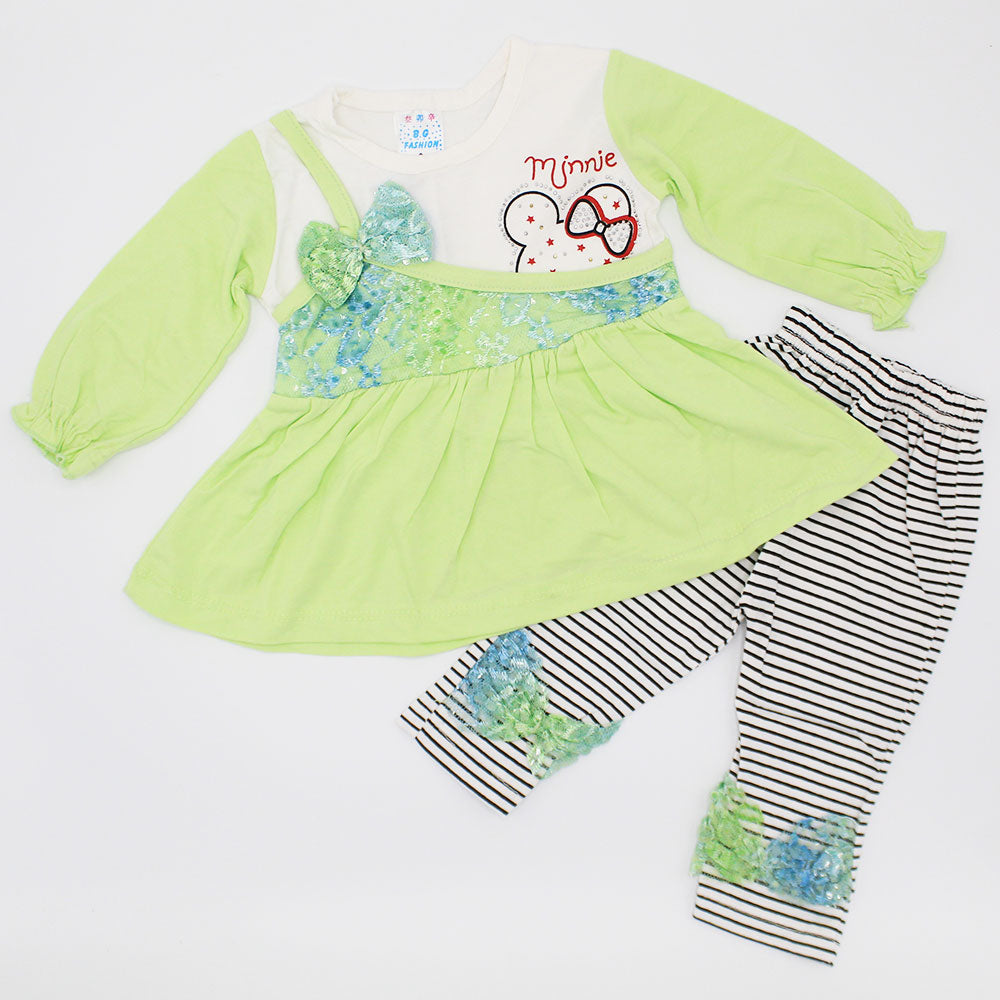 Baby Girl Minnie Full Sleeves Stylish Fancy Butterfly Bow Frock Dress for 6 Months - 3 Years