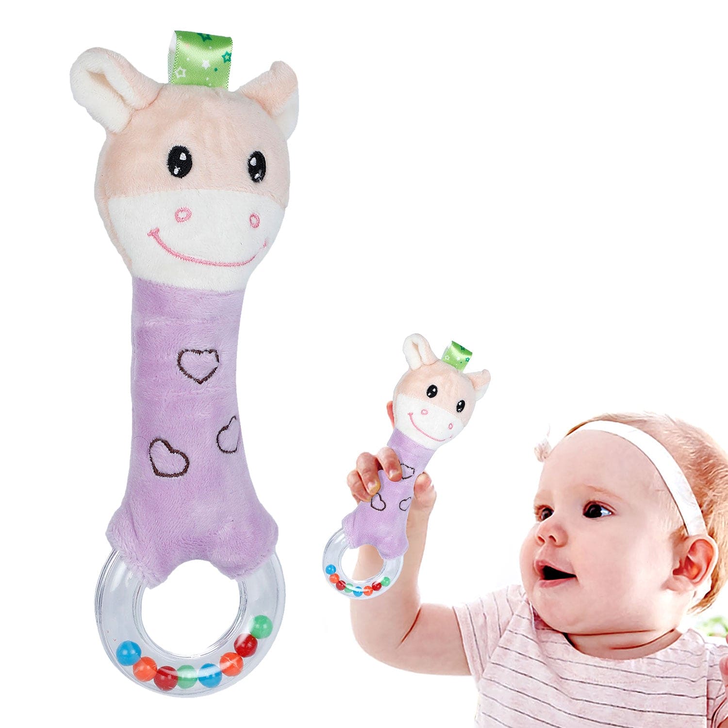 Imported Super Soft Bear Soft Toy Squeaker Sound Handheld Rattle Toy