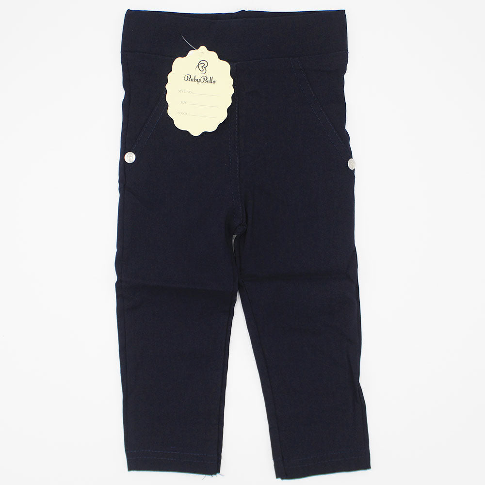 Imported Baby Girl Plain Navy Blue Cotton Jeans Pants for 9 Months - 3 Years