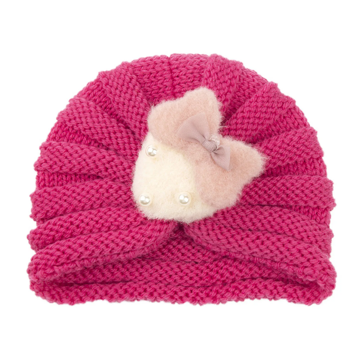 Imported 1 Pc Baby Kids Warm Winter Baby Turban Cap Knitted Hat Bow 3D Strawberry Children Woolen Hat for 0-3 Years