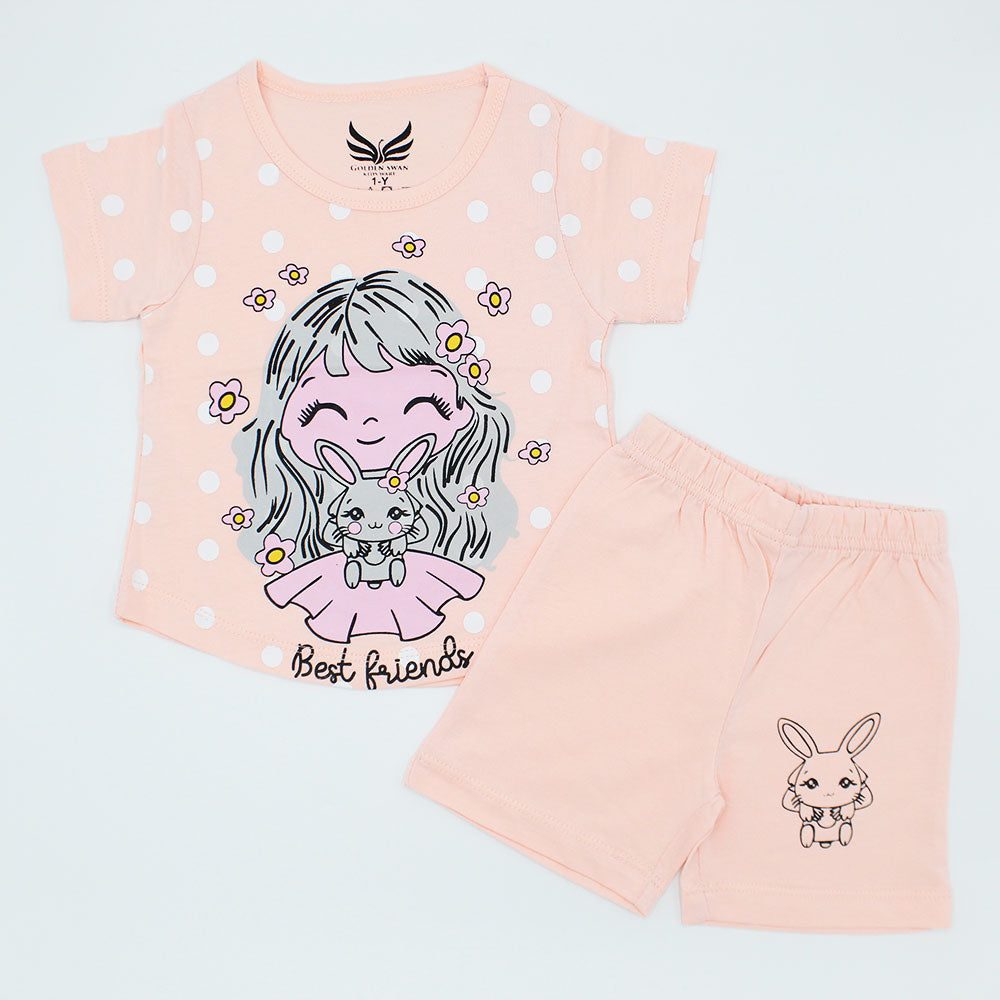 Imported Baby Cute Character Dress with Shorts for 6 Months - 4 Years