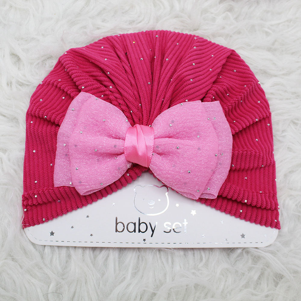 Imported 1 Pc Baby Kids Baby Summer Turban Cap Mix Colored Cute 3D Bow Children Hat for 0-2 Years