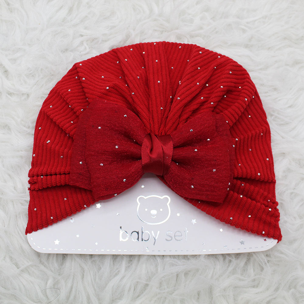Imported 1 Pc Baby Kids Baby Summer Turban Cap Mix Colored Cute 3D Bow Children Hat for 0-2 Years