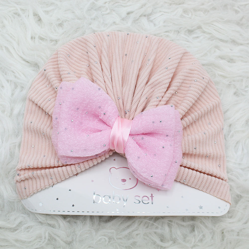 Imported 1 Pc Baby Kids Baby Summer Turban Cap Mix Colored Cute 3D Bow Children Hat for 0-2 Years