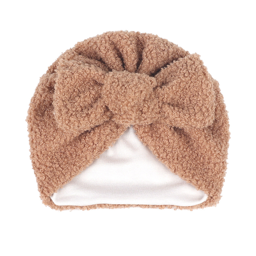 Imported 1 Pc Baby Kids Warm Winter Baby Turban Cap Knitted Hat 3D Bow Children Woolen Hat for 0-3 Years