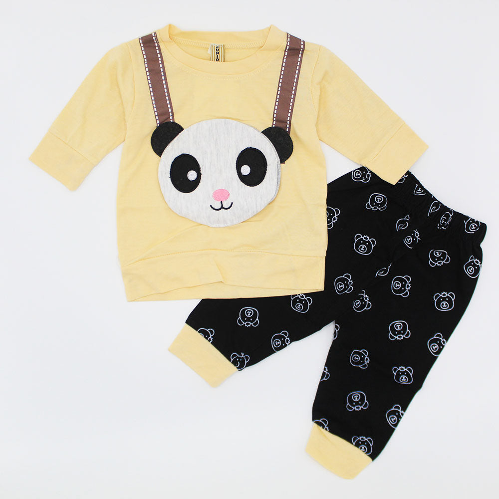 Baby Cute Panda Full Sleeves Dress for 3-9 Months