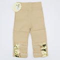 Imported Baby Girl Beige Fancy Stylish Sequence Lace Cotton Pants for 9 Months - 3 Years