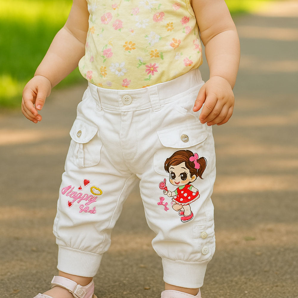 Imported Baby 3D Embroidered Doll Pants for 18 Months - 4 Years