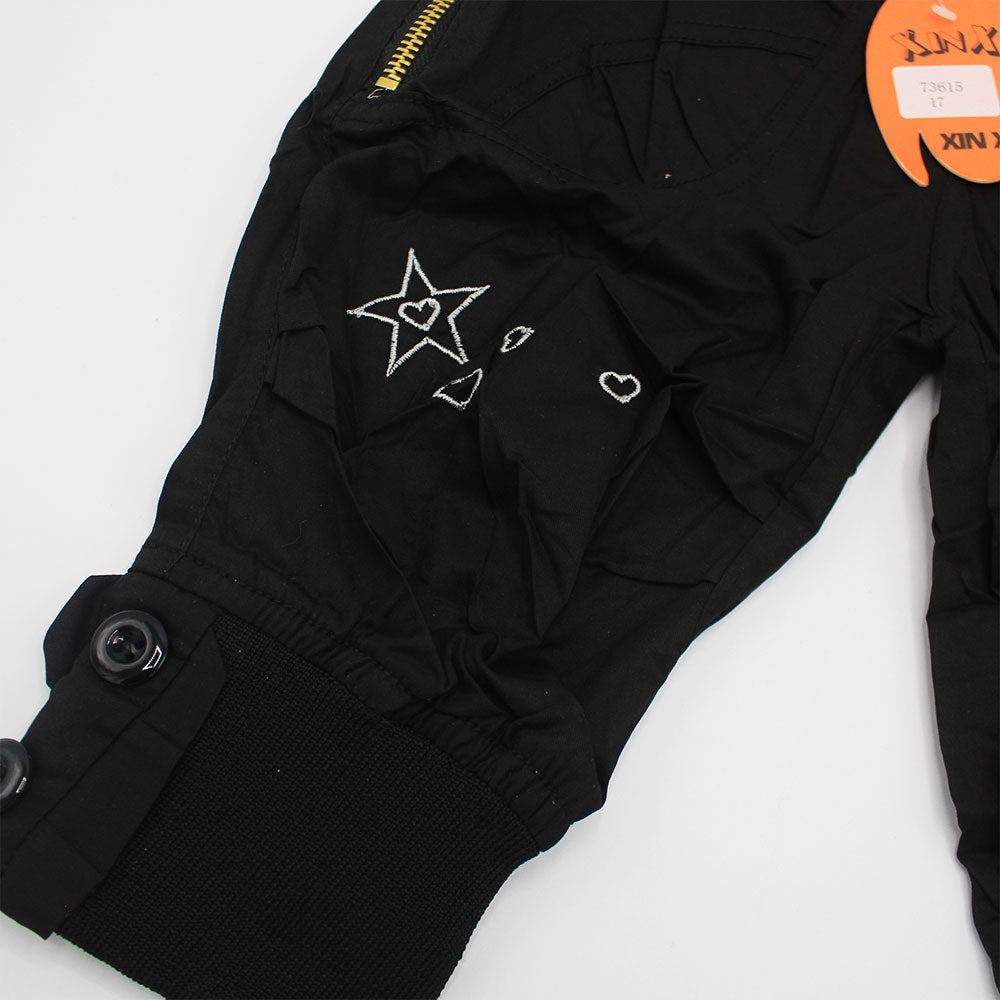 Imported Baby Girl 3D Bunny Star Black Cargo Pants for 18 Months - 4 Years