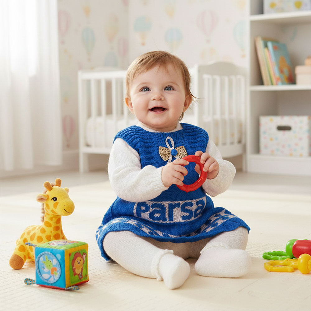 Baby Girl Cute Winter Woolen Knitted Baby 4 Pcs Sweater Suit With Cap for 3-9 Months