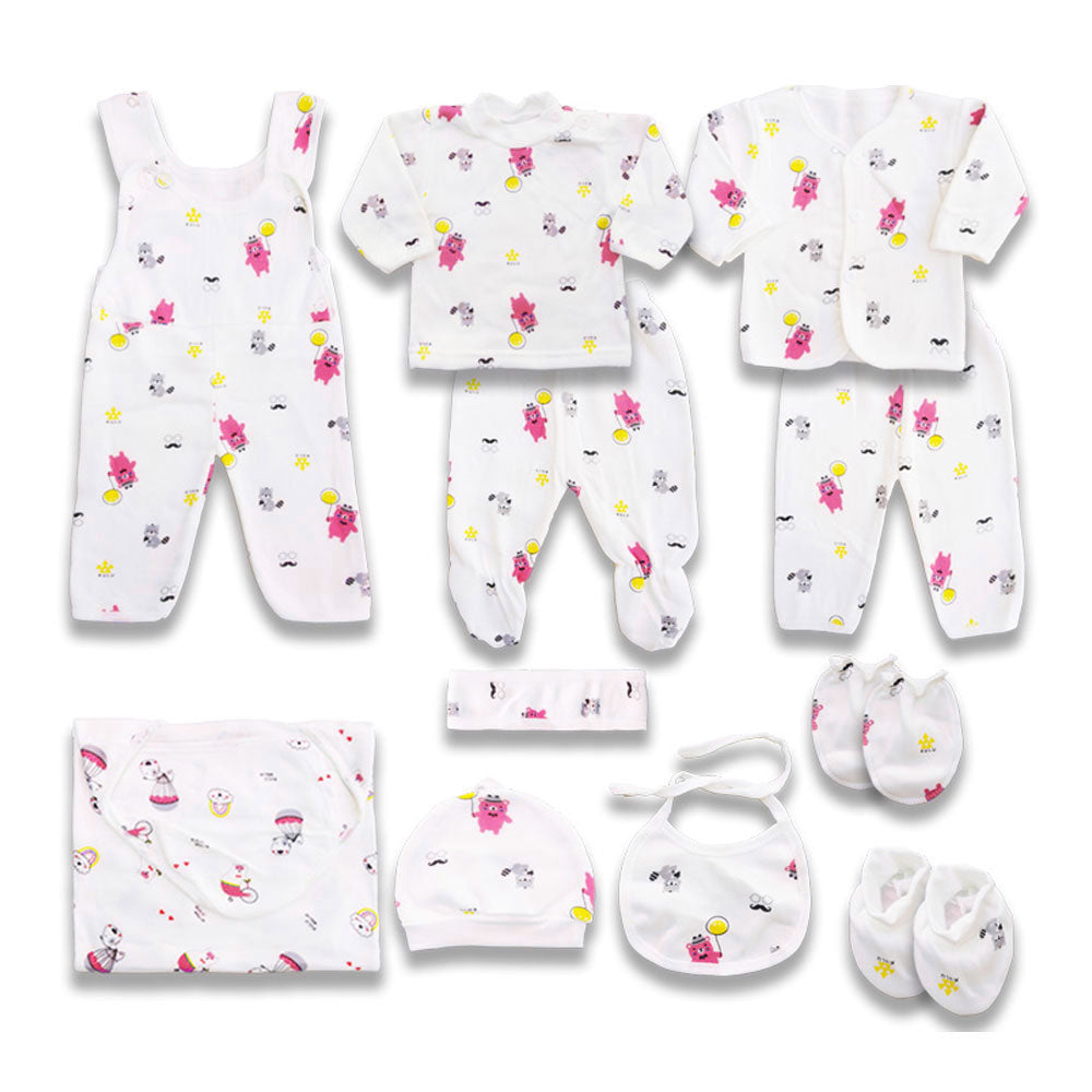 Imported Newborn Cute Bear Baby Set 11 Pcs Full Sleeves Winter Starter Set for 0-6 Months