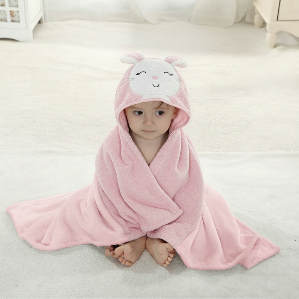 Baby Super Soft Cute 3D Character Hooded Baby AC Blanket