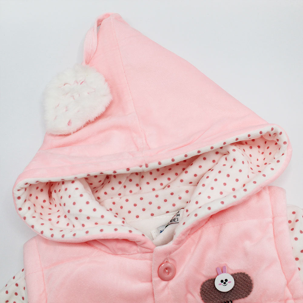 Imported Winter Baby Girl Cute 3D Strawberry Warm Polyester Filled Hoodie Dress for 12 Months - 2.5 Years