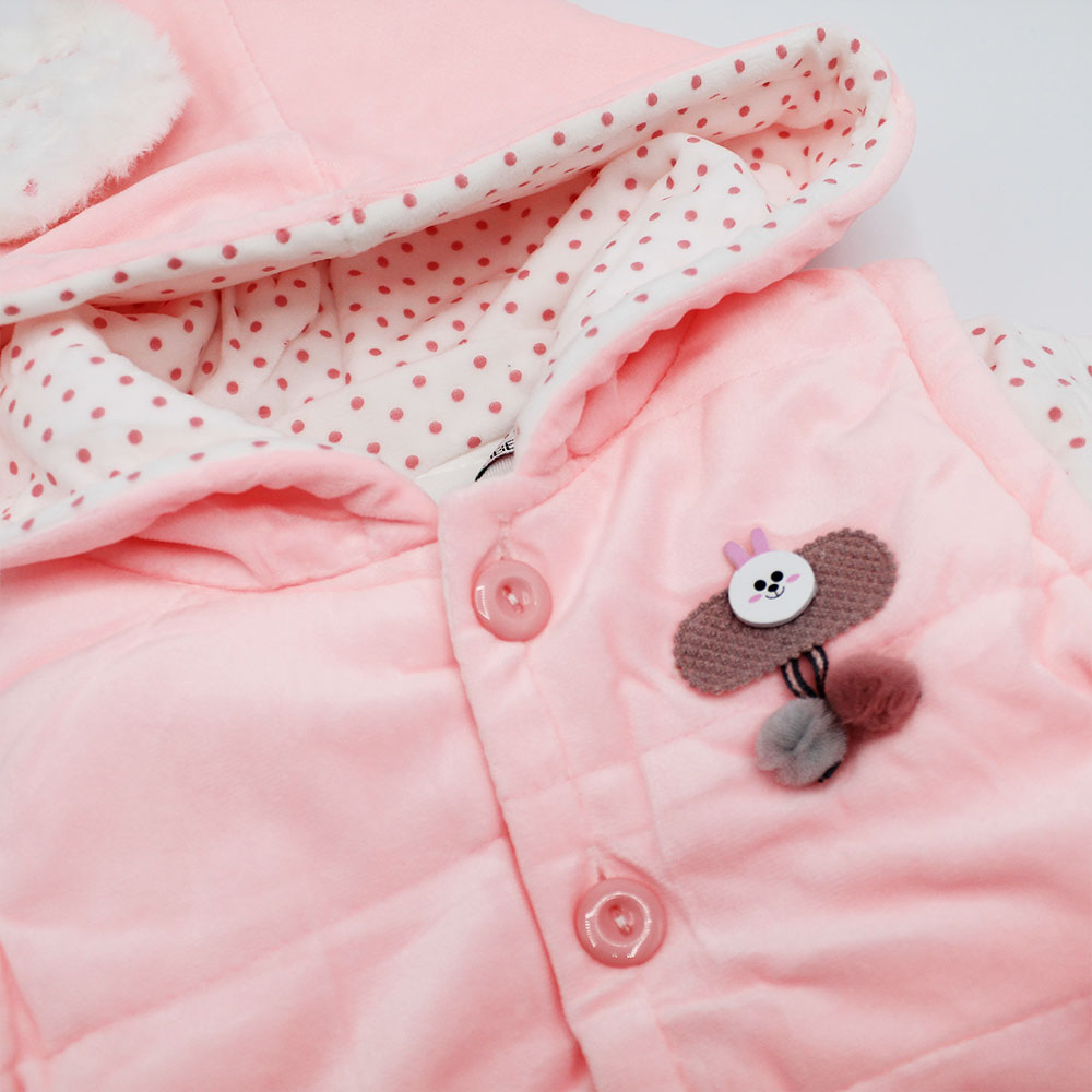 Imported Winter Baby Girl Cute 3D Strawberry Warm Polyester Filled Hoodie Dress for 12 Months - 2.5 Years