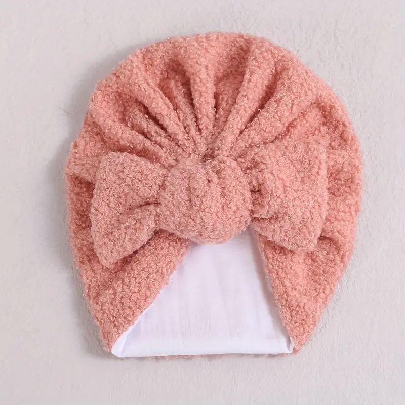 Imported 1 Pc Baby Kids Warm Winter Baby Turban Cap Knitted Hat 3D Bow Children Woolen Hat for 0-3 Years