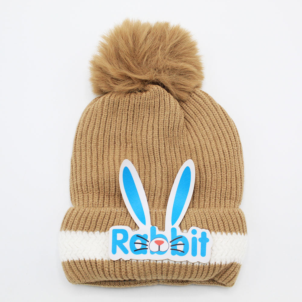 Imported Cute 3D Rabbit Winter Warm Pom Cap for 0-18 Months