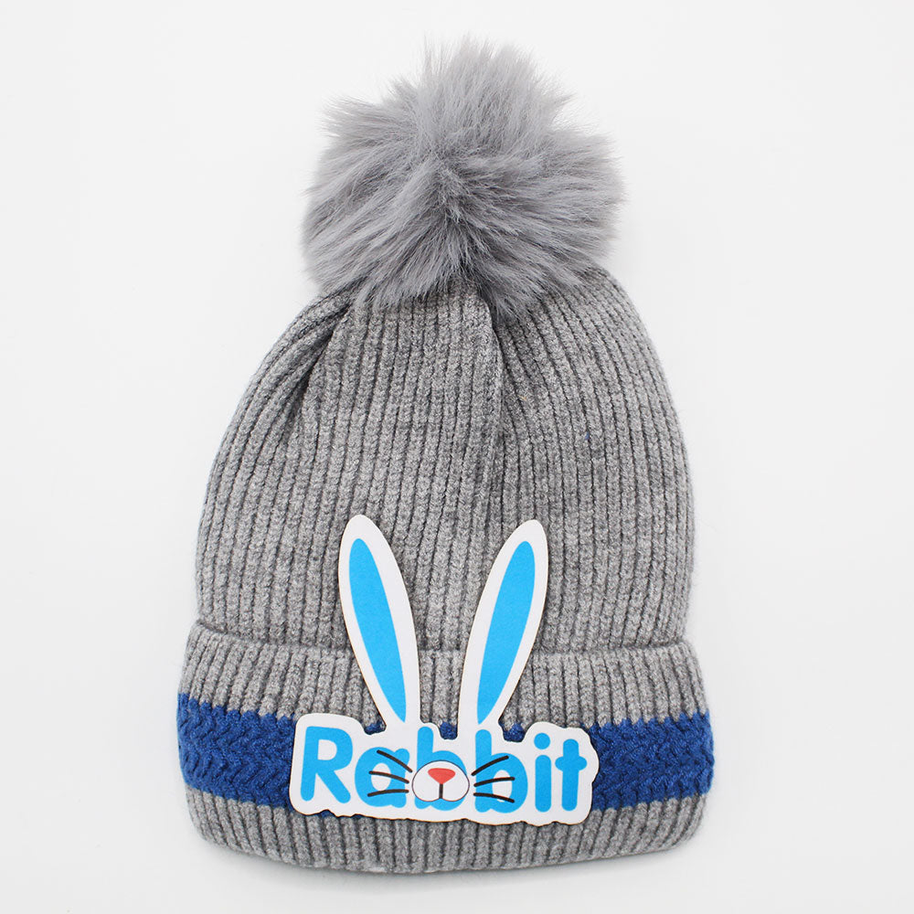 Imported Cute 3D Rabbit Winter Warm Pom Cap for 0-18 Months