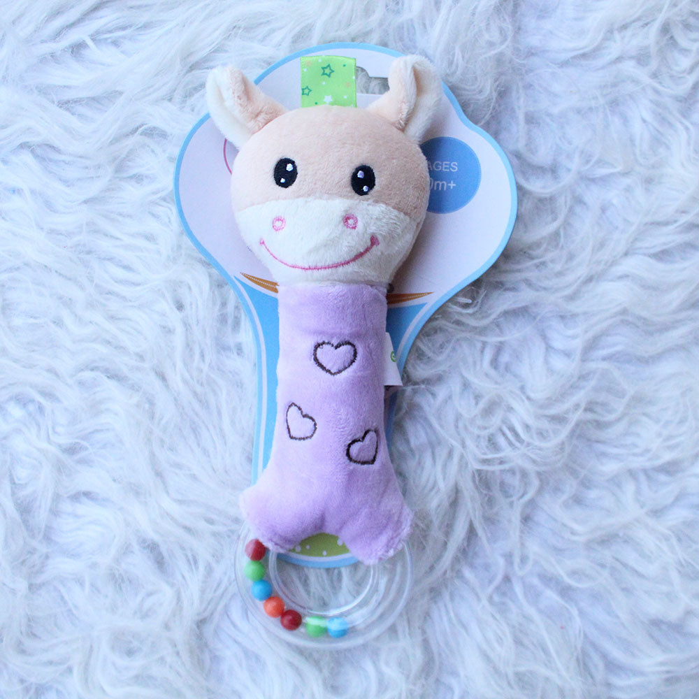 Imported Super Soft Bear Soft Toy Squeaker Sound Handheld Rattle Toy
