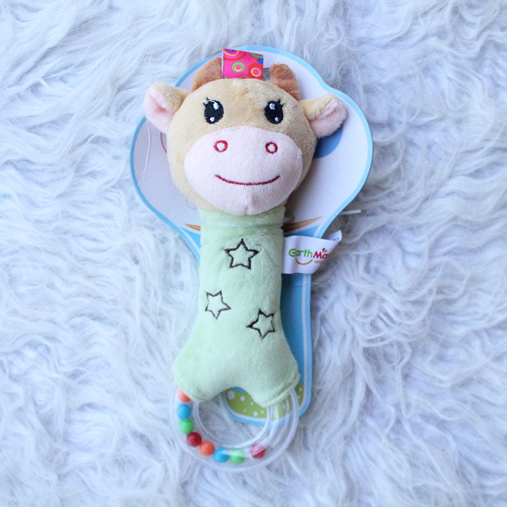 Imported Super Soft Bear Soft Toy Squeaker Sound Handheld Rattle Toy
