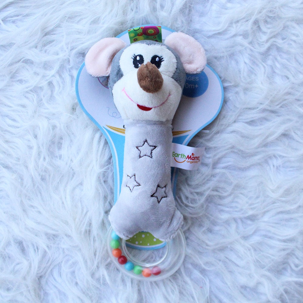 Imported Super Soft Bear Soft Toy Squeaker Sound Handheld Rattle Toy
