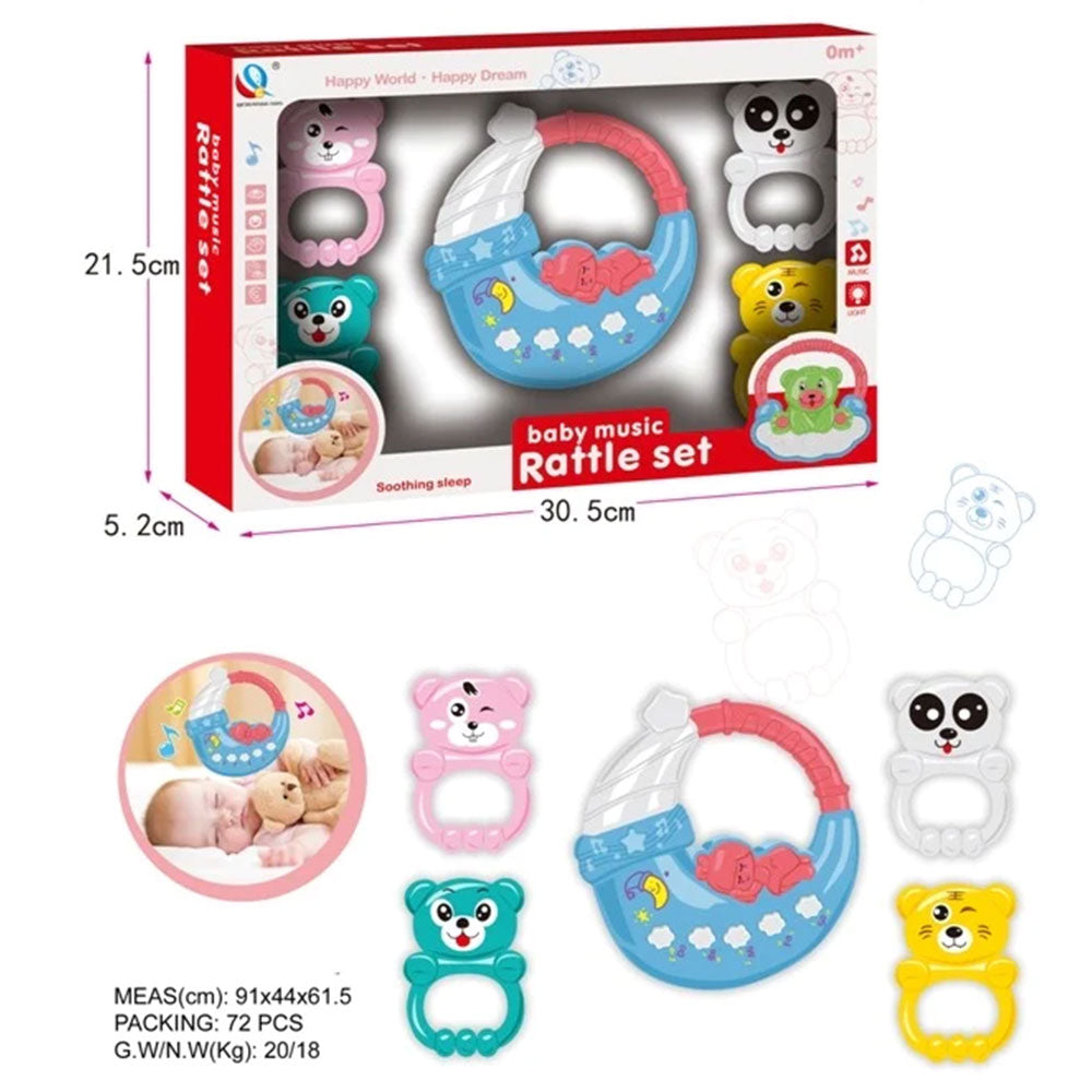Imported Baby Rattle Teether Set 5 Pcs Set - Baby Toys Gift Box