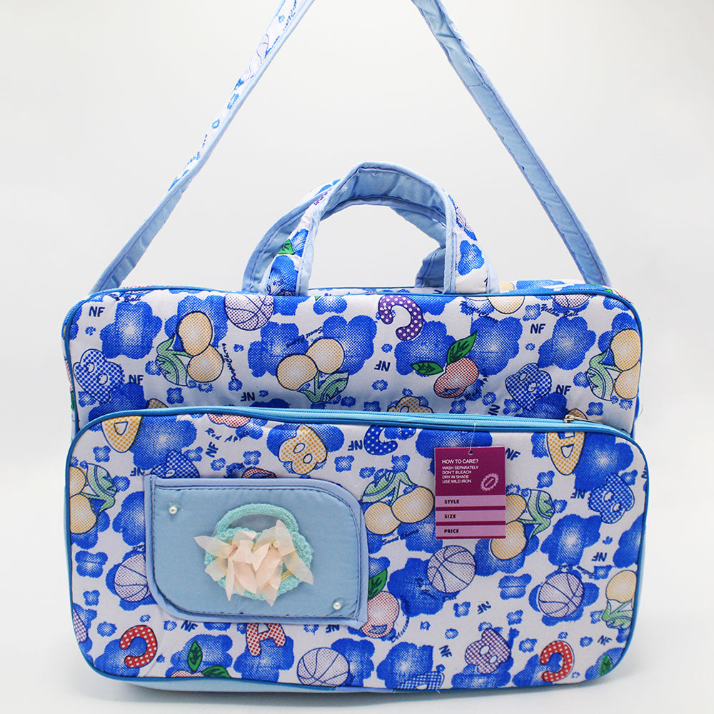 Baby Mother Diaper Bag Rectangle Shape Double Zipper Bag with Hand and Long Shoulder Strap