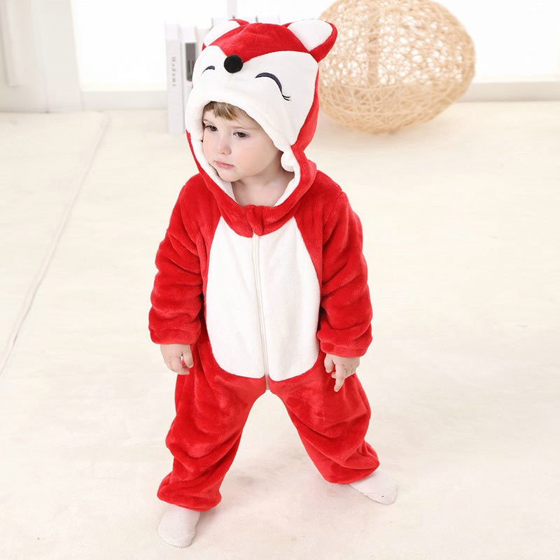 Imported Winter Baby Character Warm Zipper Romper Overall with Hood for 6-24 months