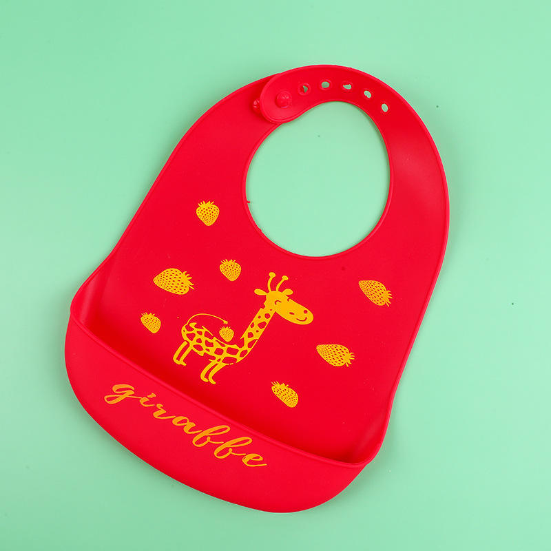 Imported Baby Silicon Waterproof Bib With Food Catcher Bowl Adjustable Buttons for 0-3 Years