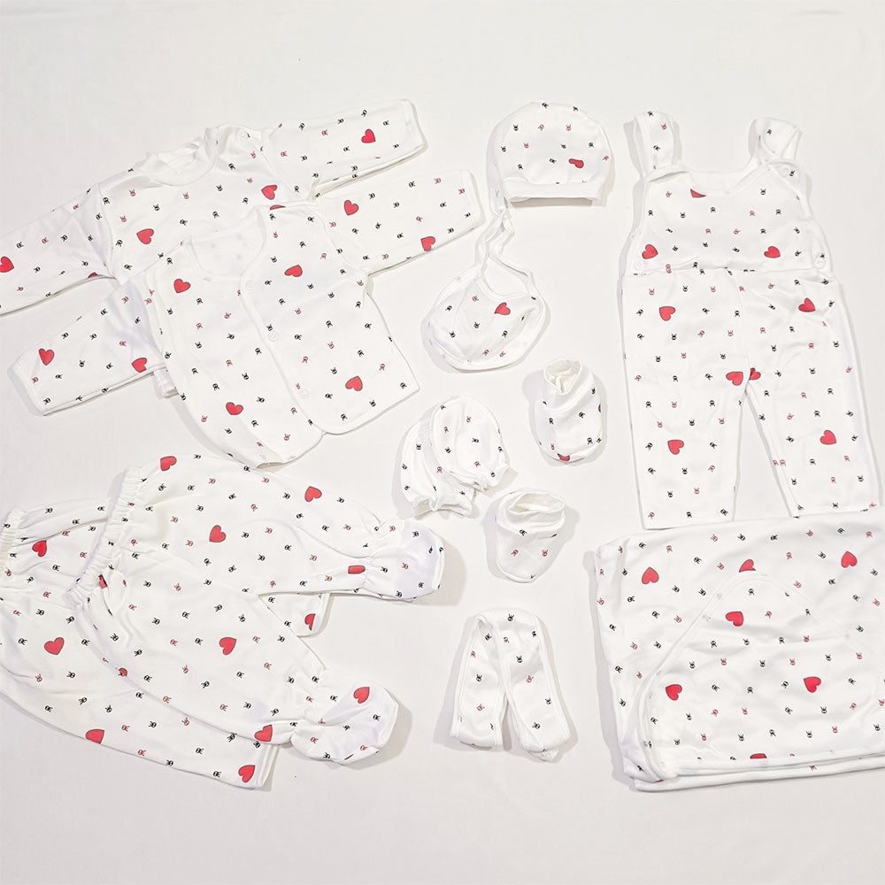 Imported Newborn Cute Bear Baby Set 11 Pcs Full Sleeves Winter Starter Set for 0-6 Months