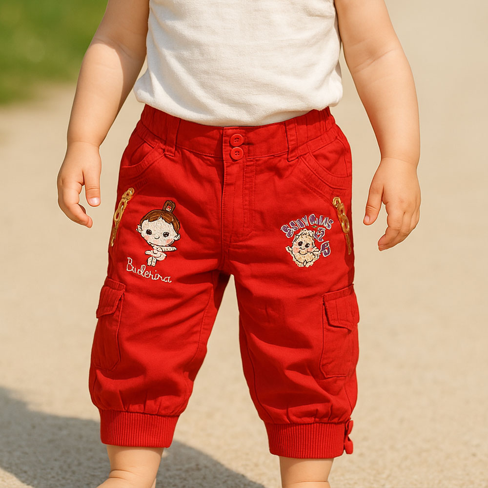 Imported Baby Girl 3D Embroidered Fancy Doll Pants for 18 Months - 4 Years