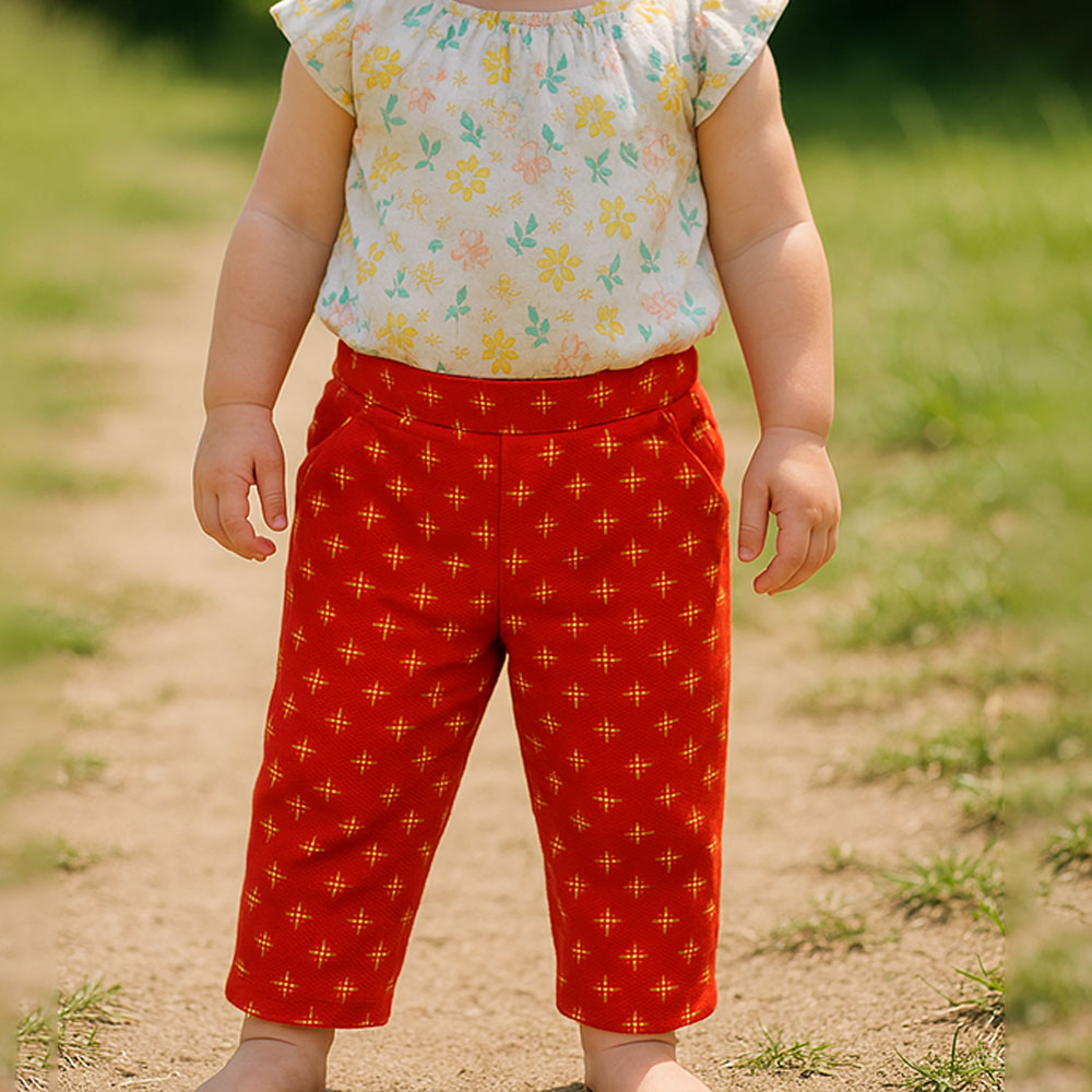 Imported Baby Girl Starry Printed Red Cotton Pants for 9 Months - 3 Years