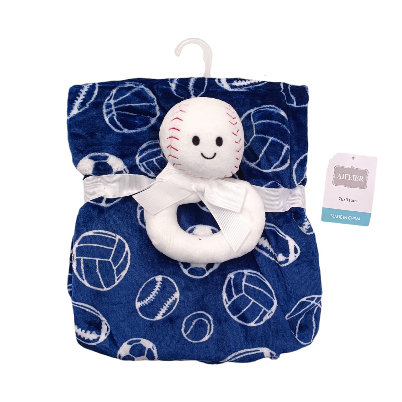 Imported Baby Super Soft Baby Blanket with 3D Ring Plush Toy Gift Set