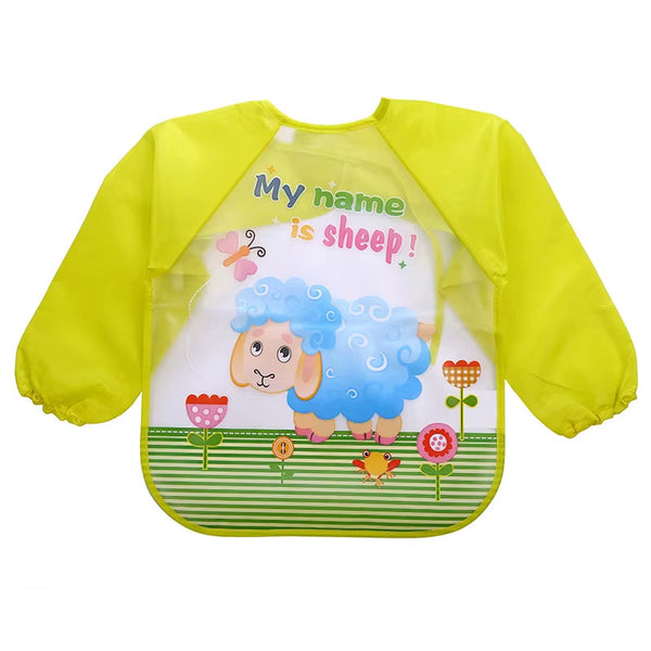 Imported Long Sleeve Waterproof Baby Feeding Children Plastic Apron Bib Toddler
