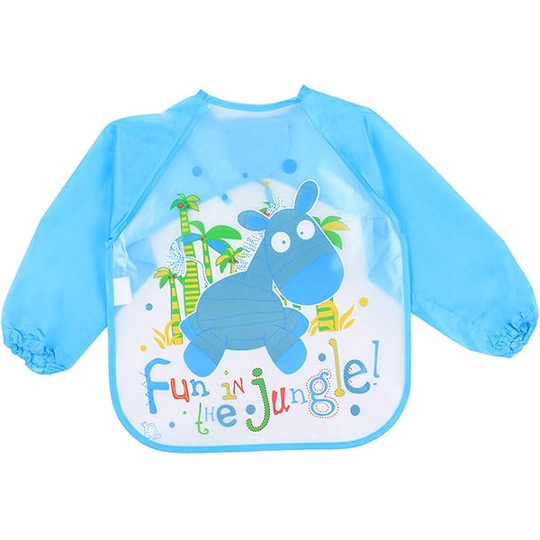 Imported Long Sleeve Waterproof Baby Feeding Children Plastic Apron Bib Toddler