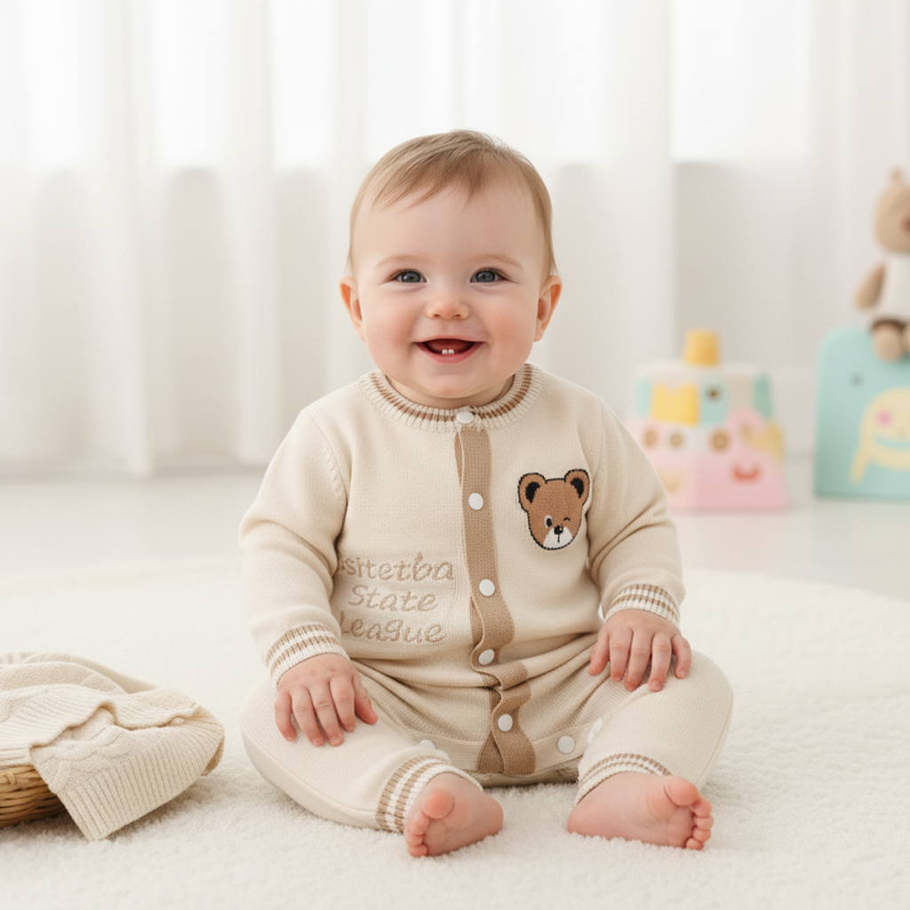 Imported Baby 3D Bear Winter Romper | Soft Rabbit Wool Warm Suit (0–12 Months)