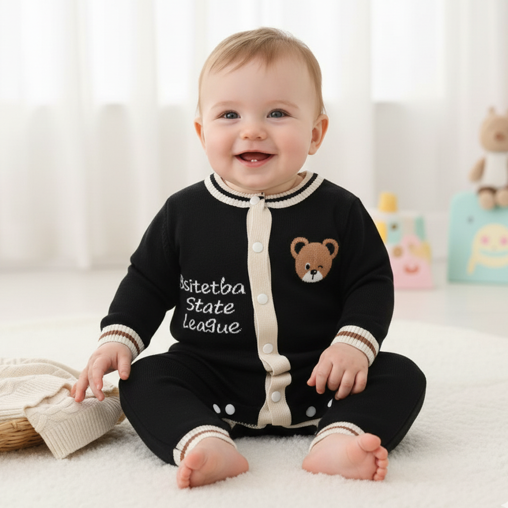 Imported Baby 3D Bear Winter Romper | Soft Rabbit Wool Warm Suit (0–12 Months)