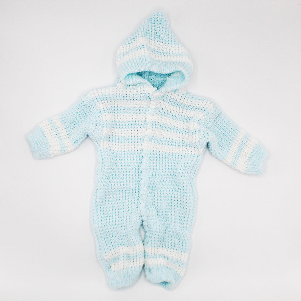 Newborn Baby Winter Knitted Romper with Hood for 0-3 Months