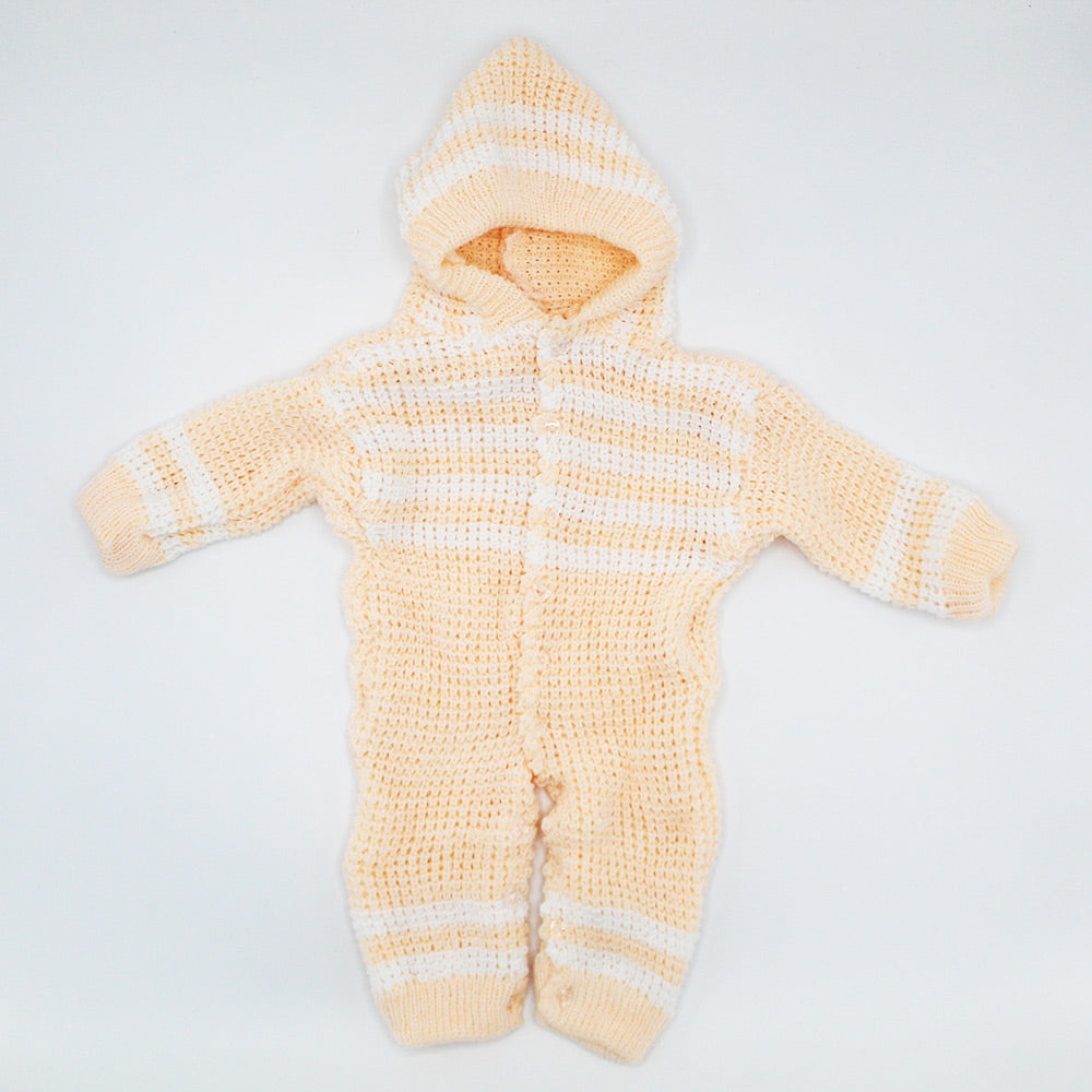 Newborn Baby Winter Knitted Romper with Hood for 0-3 Months