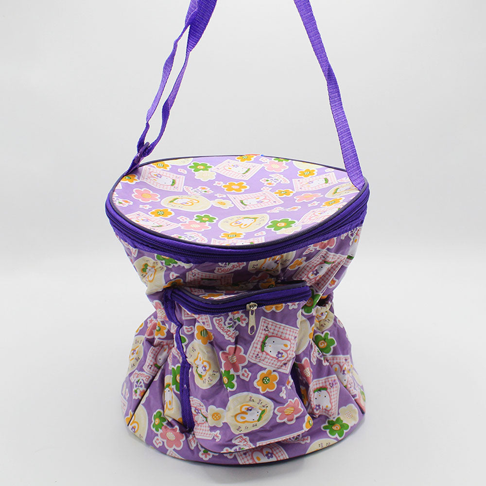 Baby Mother Diaper Bag Round Shape Double Zipper Bag with Long Shoulder Strap