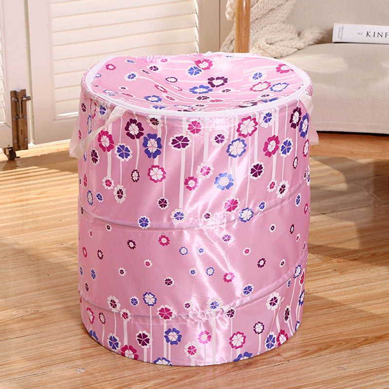 Imported Foldable Laundry Basket with Zipper Cover Dirty Clothes Toy Basket