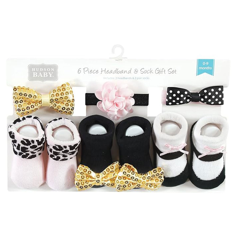 Imported Baby Girl 6 Piece Headband and Socks Booties Gift Set for 0-9 Months